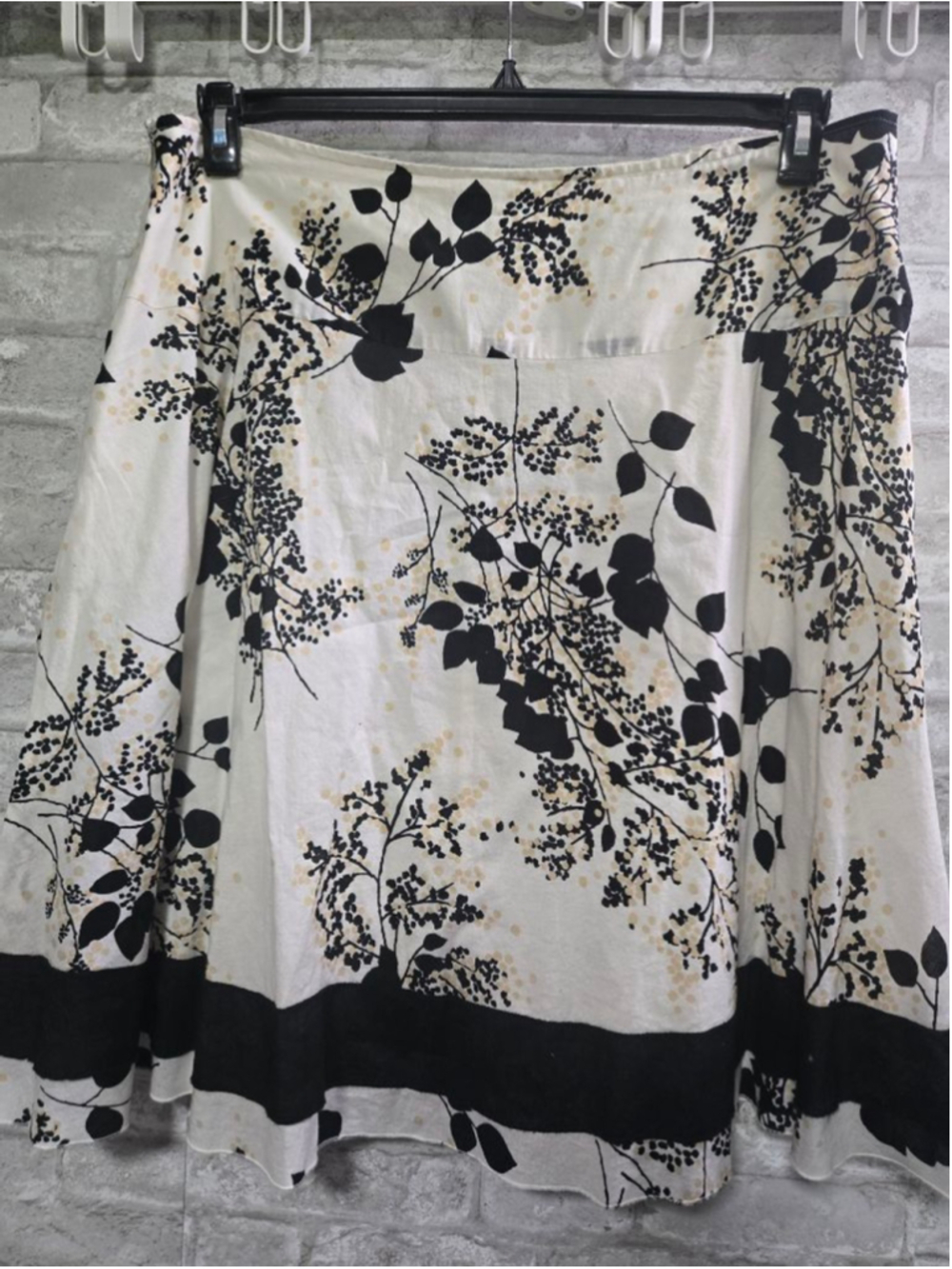Apostrophe White Black Floral A-Line Skirt XL - Picture 5 of 8